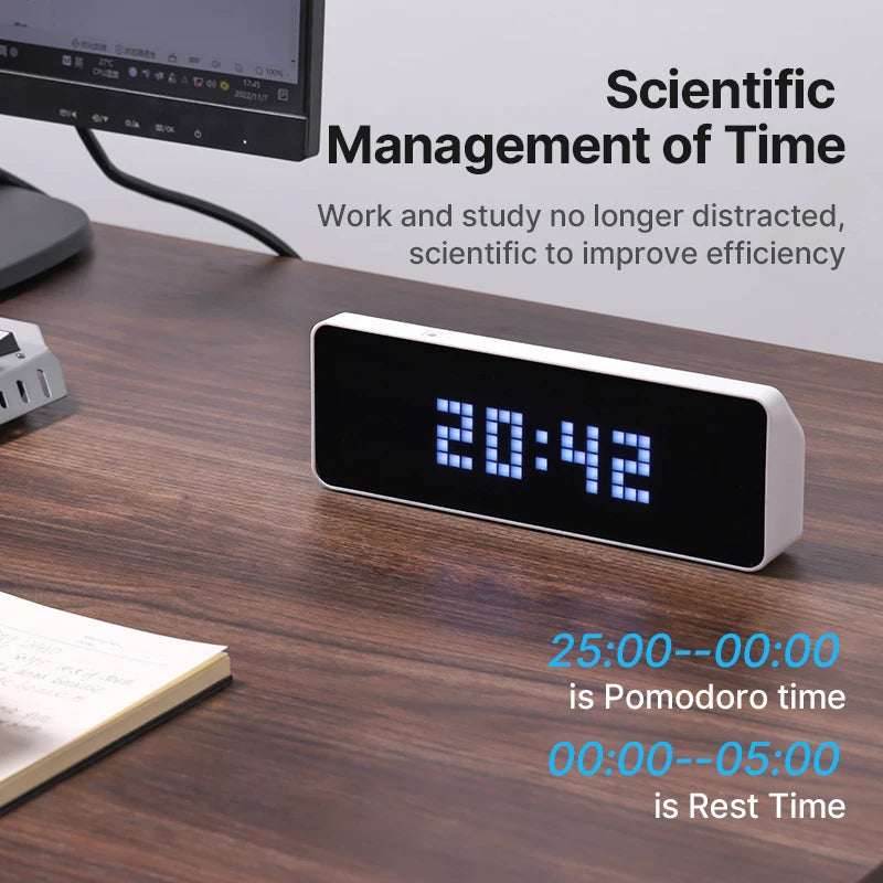 Ulanzi TC001 Smart Pixel Clock Youtube Followers Simultaneous Weather Forecast Function Pixelated Message Display