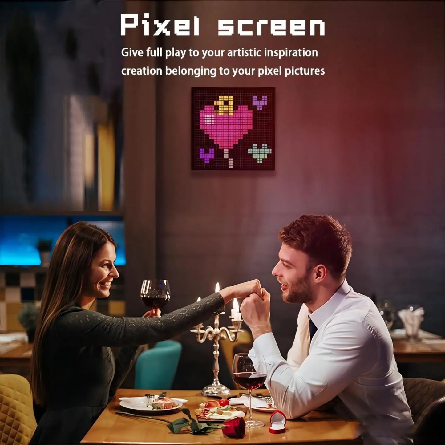 Smart Matrix Pixel Screen Art Display LED Night Light APP Control RGB DIY Programmable Text Bedroom Gaming Room Home Decor